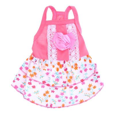 

Pink Flower Pet Clothes Dog Princess Dress Puppy Braces Suspender Skirt Kit