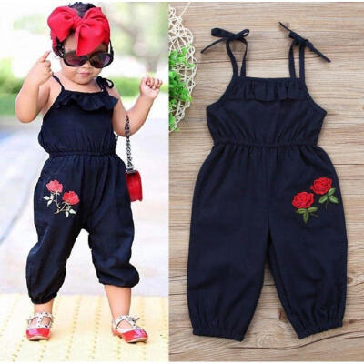 

Girls Strap Embroidery One-Piece Pants Embroidery Toddler Kids Girls Flower Romper Jumpsuit Playsuit Outfit Clothes