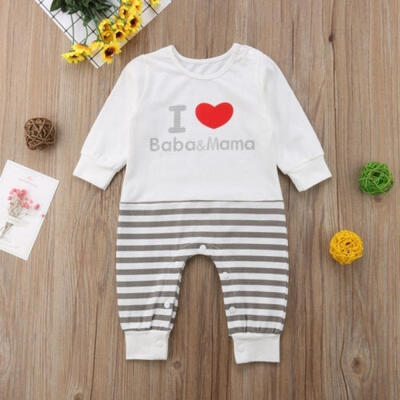 

Newborn Kids Baby Girls Boy Striped Baba Mama Romper Jumpsuit Outfits Clothes