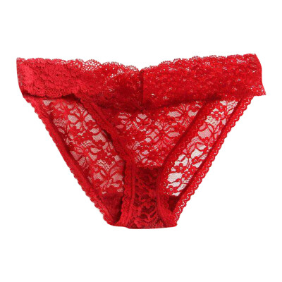 

Women Lace Stitching Transparent Mesh Solid Color Low Waist Hip Shaping Briefs Sweet Sexy Panties 2019 New