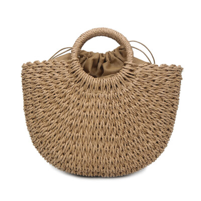 

Tailored Womens Fashion Straw Woven Bag Solid Color Handbag Wild Handbag Casual Wind