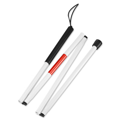 

Folding Cane for Blind Man 48 inch with Textured Handle Red White Reflector Tape Walking Stick