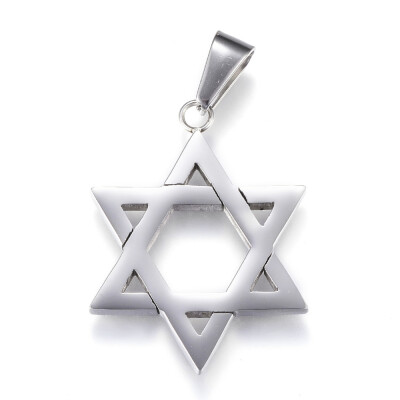 

304 Stainless Steel Pendants Star of David Stainless Steel Color 355x27x3mm Hole 6x10mm