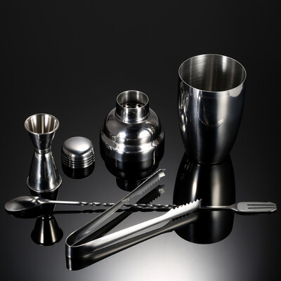 

4PCS Practical Stainless Steel Cocktail Shaker Mixer Set with Jigger Ice Tong Drink Bartender Kit Bar Tool