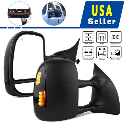 

Pair for 99-07 Ford F250-F550 SuperDuty Towing Mirrors Power Heat Smoke Signal