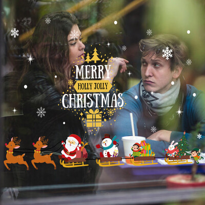 

Tailored Merry Christmas Interesting Scene Removable Wall Sticker Home Decoration