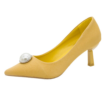 

Fairy Wind Candy High-heeled Shoes Female Xia Han Edition Baitao Pearl Fine-heeled Single Shoes Work Shoes