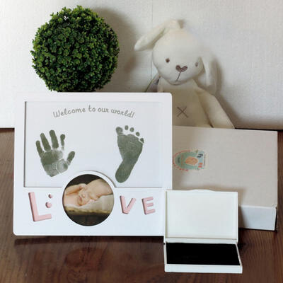 

Greensen Love Style Baby Hand & Foot Print Clay Cast Kit & Photo Picture Frame Christening Gift