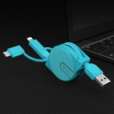 

3-in-1 Retractable USB Lightning Type-C Micro USB Data Charging Cable For IPHONE Android Mobile Phones