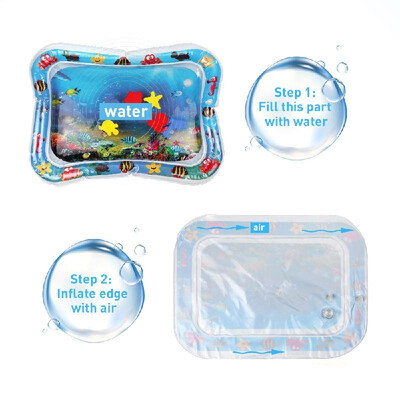 Inflatable Baby Water Mat Infant Tummy Time Playmat Toddler Fun Activity Play Center