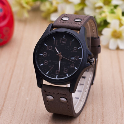 

New casual imitation leather calendar quartz watch mens military table selling