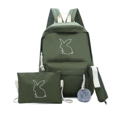 

3pcs Canvas Girls Backpack Shoulder Bag Pencil Case Teenage Schoolbag Set