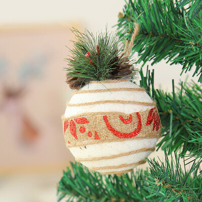 

〖Follure〗Christmas Linen Balls Hanger Baubles Xmas Tree Hanging Ornament Party Decor
