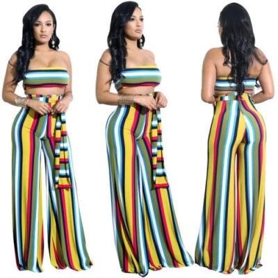 

Fashion Womens Strapless Striped Bodycon Jumpsuit Playsuit Clubwear Casual