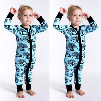 

Newborn Infant Baby Boys Girls Cartoon Print Zipper Romper Jumpsuit Outfits