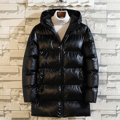 

Gobestart Mens Winter Medium length Hoodie Patchwork Thickened Cotton Padded Coat