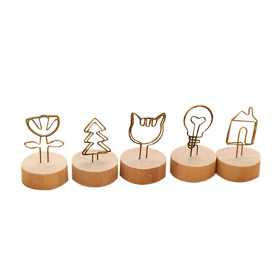 

Siaonvr Korean Creative Cute Wooden Desktop Ornaments Retro Iron Message Clip Folder