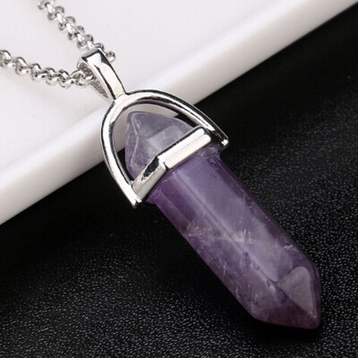 

Chakra Gemstone Fashion Necklaces Accessories Crystal Hexagonal Natural Stone Unisex Charm Pendant Reiki