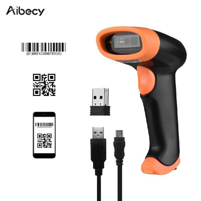 

Aibecy Handheld Barcode Scanner Wired Wireless Double Connection Mode for Scanning CMOS Image 1D 2D QR Bar Code Office Electronic