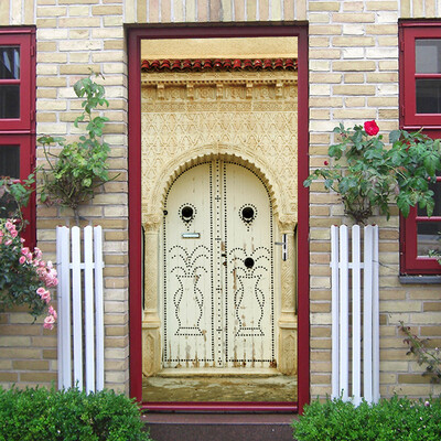 

〖Follure〗3D Muslim Creative Door Stickers Bedroom Doors Renovation Waterproof Stickers