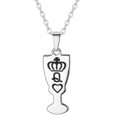 

Stainless Steel Jewelry King Queen Crown Pendant Couple Necklace