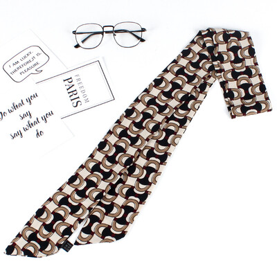 

Korean silk scarf spring&summer small scarf chiffon printing Variety scarf long double small bow tie decoration wild