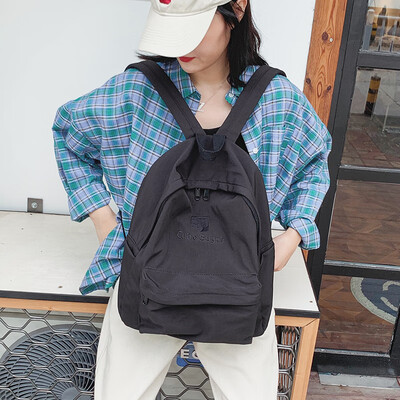 

Ins wind female 2019 new backpack Korean version of high school bag Harajuku simple Sen Oxford cloth travel backpack