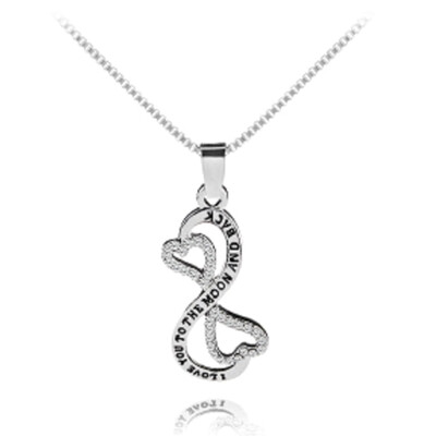 

I Love You To the Moon&Back Silver Necklace Mom Dad Daughter Son Grandma Grandpa Family Choker Pendant Necklace men Men