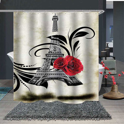 

Gobestart Popular Waterproof Shower Curtain With 12 Hooks Printed Bathroom 180x180cm
