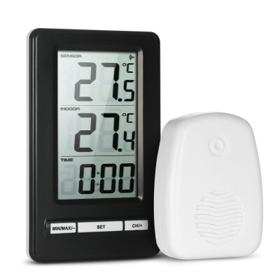 

LCD Digital Wireless Thermometer Indoor&Outdoor Temperature Measurement °C°F MaxMin Value Display 12H24H Clock