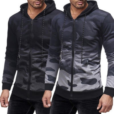 

Fashion Comfortable Muscle Men´s Long Sleeve Casual Shirts Slim Fit Hooded Camo Printed Hoddies