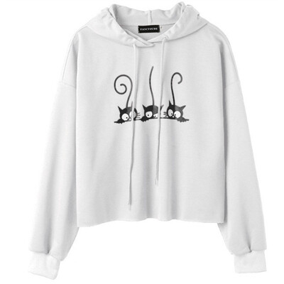 

2019 Autumn Women Fashion Casual Cartoon printing Loose Hooded Long sleeve Sweatshirt