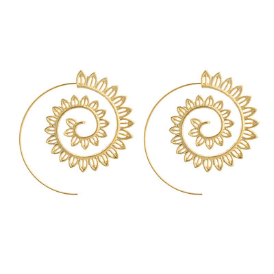 

Trendy Spiral Piercing Dangle Earrings Women Punk Gear Gold Sliver Round Leaves Drop Earring Party Jewelry