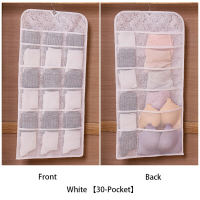 

Wall Door Hanging Storage Bag Hangers Pockets Dual Sided Underwear Bra Socks Sorting Bag Rack Closet Wardrobe Storage Bag