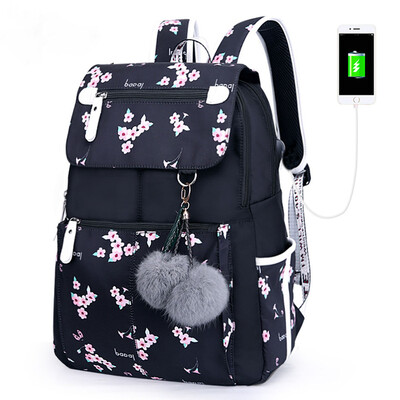 

Cartoon Pattern Laptop Backpack With Usb Port Waterproof High Quality School Travel Large Backpack For Teenage Girls