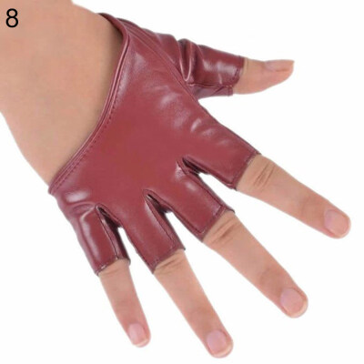 

Women Ladies Fashion Half Finger Faux Leather Short-Figures Gloves Half Palm