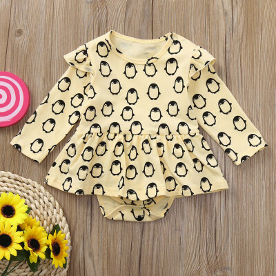 

Infant Toddler Baby Girls Romper Dress Penguin Cartoon Print Clothes Jumpsuit