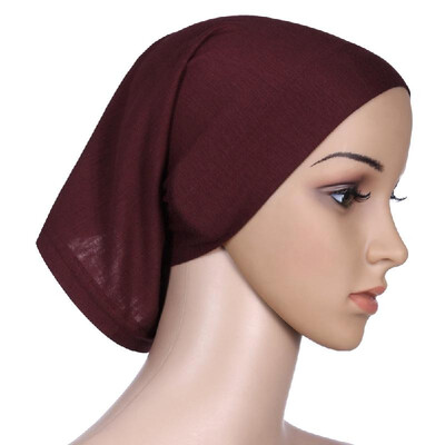 

New Fashion Muslim Hijab Turban Islamic Bonnet Underscarf Inner Cap Solid Color Tube Hat Elastic Headwear