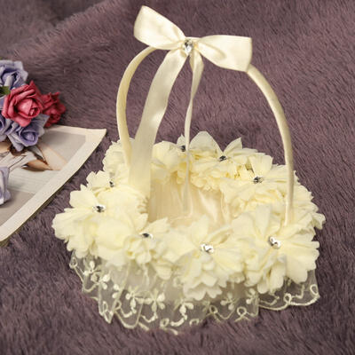 

Greensen Romantic Wedding Flower Lace Basket Ceremony Banquet Decoration