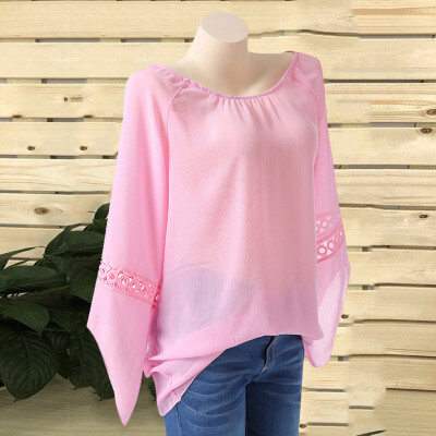 

Roseonmyhand Plus Size Women O-Neck Solid Lace Patchwork Half Sleeve Blouse Shirt Tops