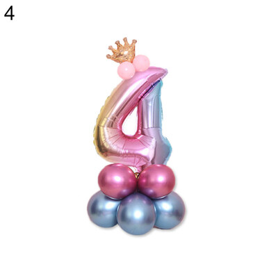 

0-9 Number Crown Foil Latex Balloon Balls Birthday Party Wedding Decor Supplies