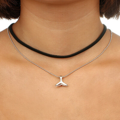 

Ebay new Korean velvet multi-layer fishtail necklace personality fashion creative mermaid tail short necklace