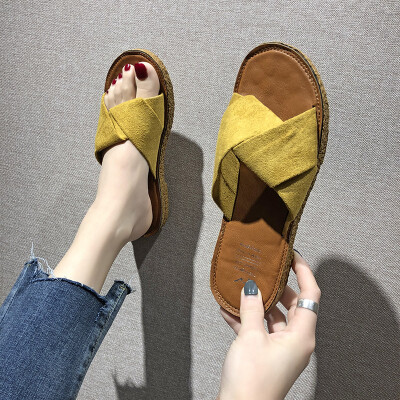 

Slippers for women wearing summer 100-pack Korean version of soft-soled sandal slippers with one-word slippers