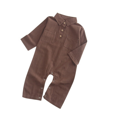 

Newborn Infant Baby Boys Lapel Collar Long-sleeved One-piece Cotton Romper Jumpsuits Baby Clothing 0-24M