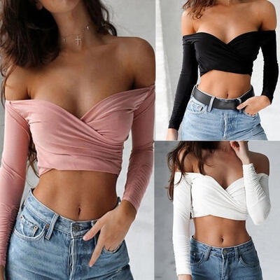 

Fashion Summer Women Casual Tank Tops Vest Blouse Long Sleeve Crop Tops Shirt