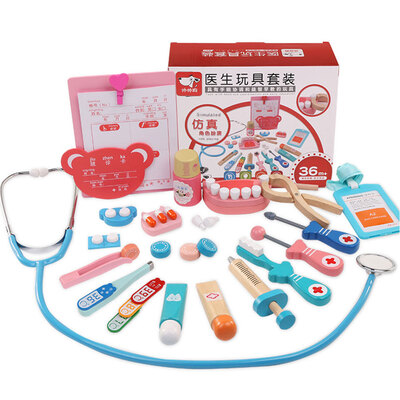 

Wooden Doctor Kit Kids-Pretend Play Toy Dentist Medical Set 20 Pcs Doctors Equipment Playset Educational toy for Age 345 Boys G