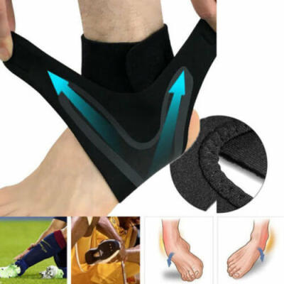 

USA Black Adjustable Ankle Foot Support Elastic Brace Guard Football Basketball