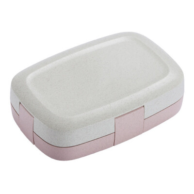 

Eco-Friendly Student Kid Lunch Box Wheat Straw Lunch Box Detachable Bento Box Microwave Compartment Student Adult Food Container