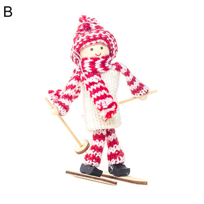 

Christmas Snow Skiing Snowman Yarn Doll Tree Window Showcase Display Case Decor