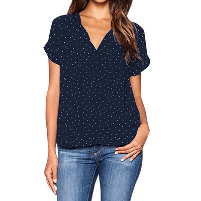 

Starmoon Womens Casual Dot V Neck Short Sleeve Leisure Blouse T-shirt